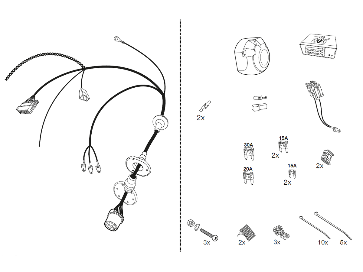 jeu électrique 13 pol - Audi Q7, 04.06-05.15