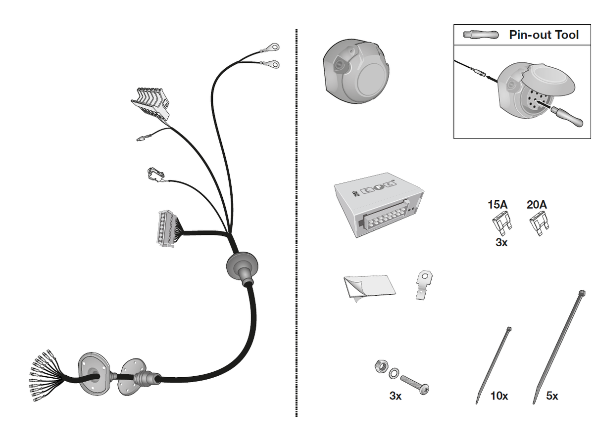 jeu électrique 13 pol - Mercedes GLE (W167), 03.19-