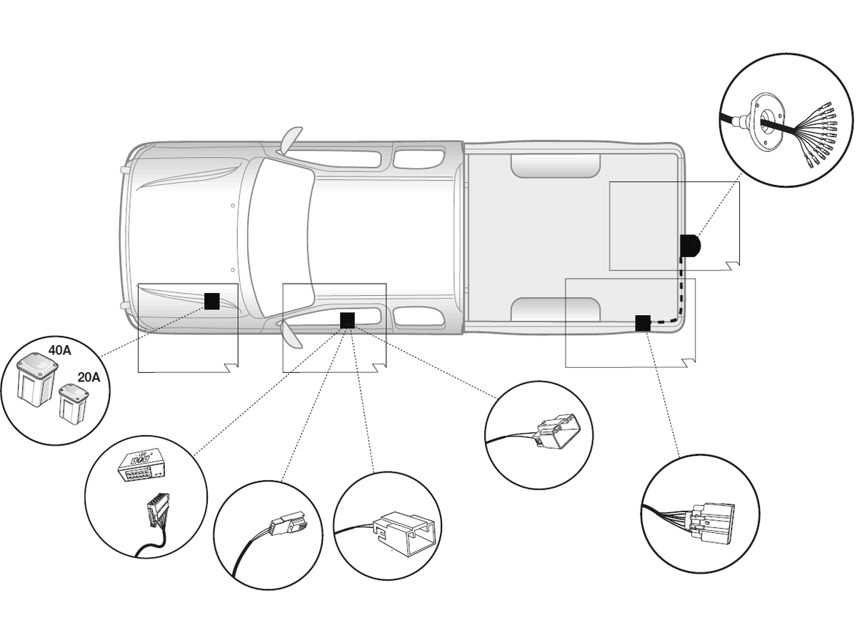 jeu électrique 13 pol - Ford Ranger,  01.16-01.23