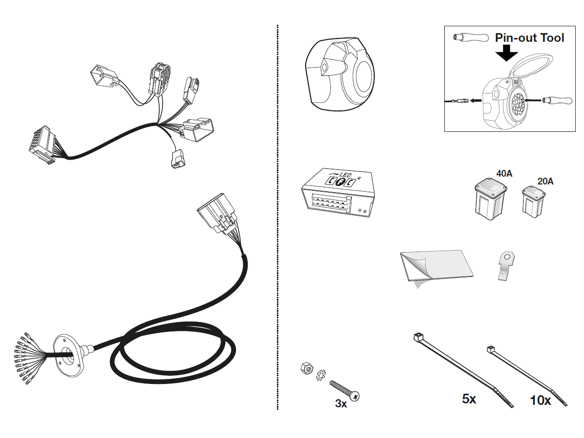 jeu électrique 13 pol - Ford Ranger,  01.16-01.23
