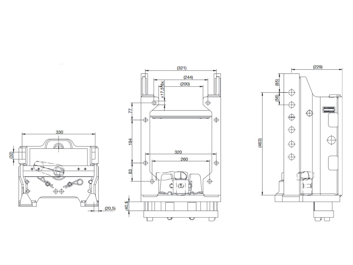 Anhängebock John Deere 5020, 5 R - D 65,7 kN, S 2,0t, Spurweite 330mm