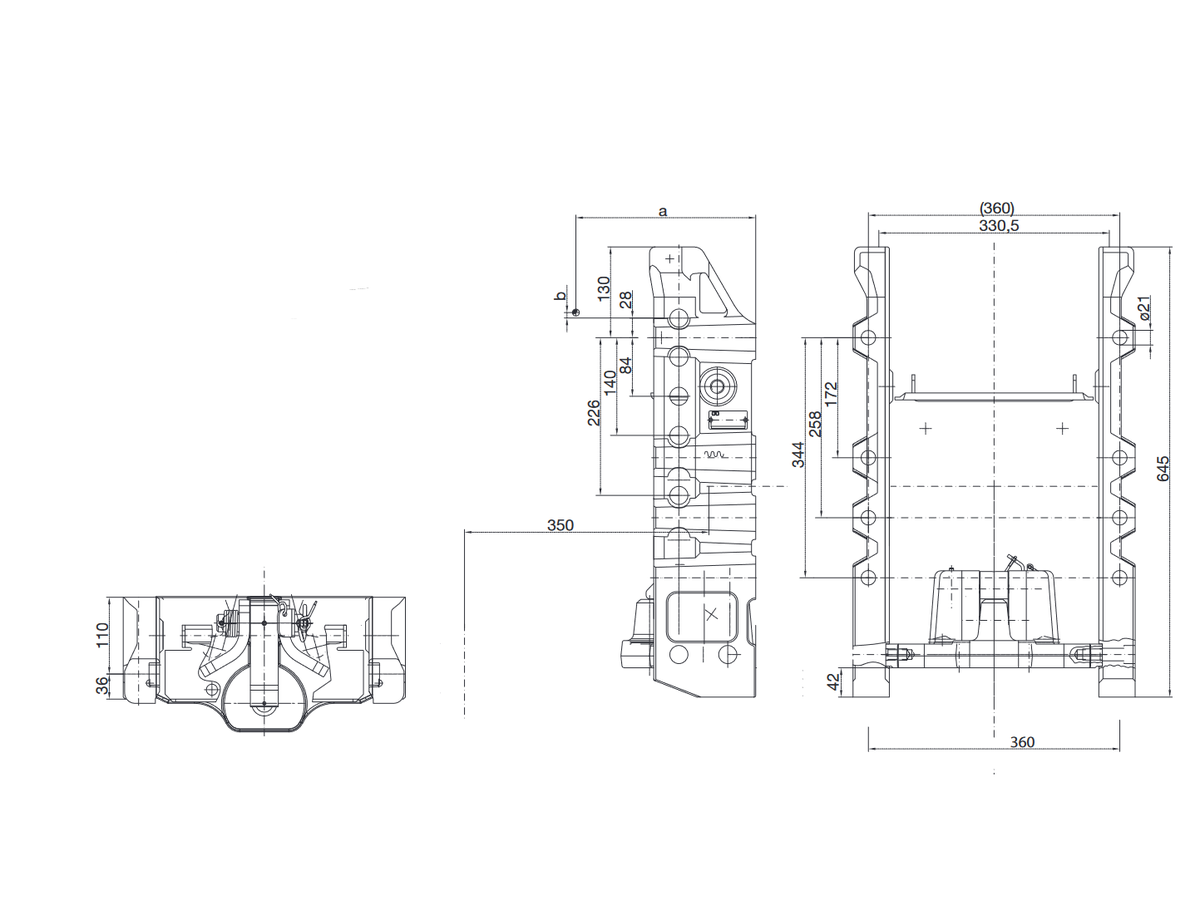 Anhängebock Typ 70397 Ausführung C - mit fest eingebautem Piton-Fix