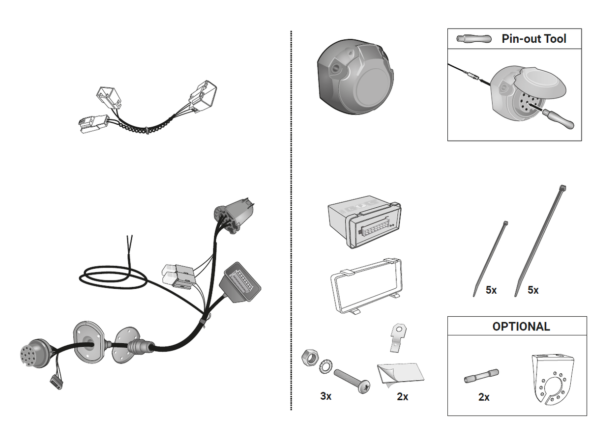 jeu électrique 13 pol US - EU - Ford Bronco VI, 06.21-