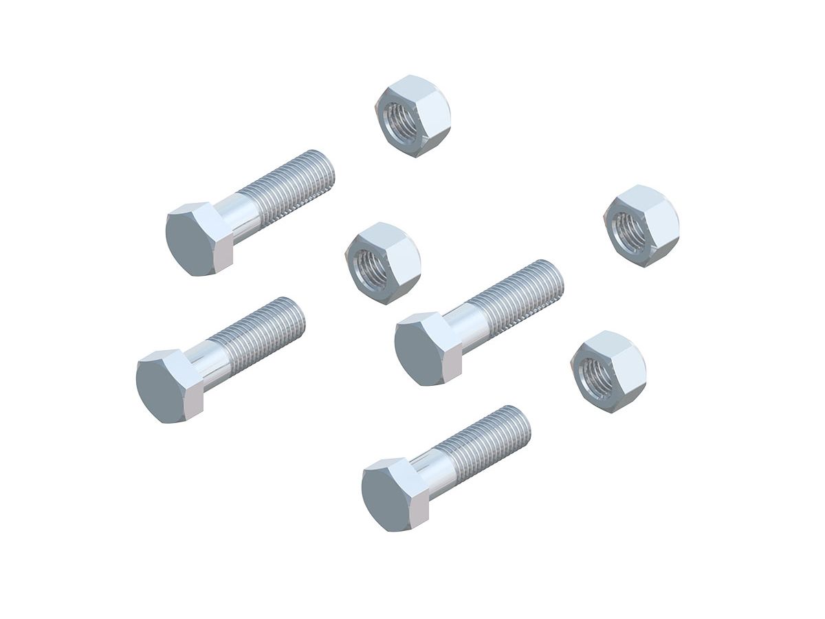 Jeu de vis tête hexagonale M20x70mm 8.8 - avec Ecrous autofreinés