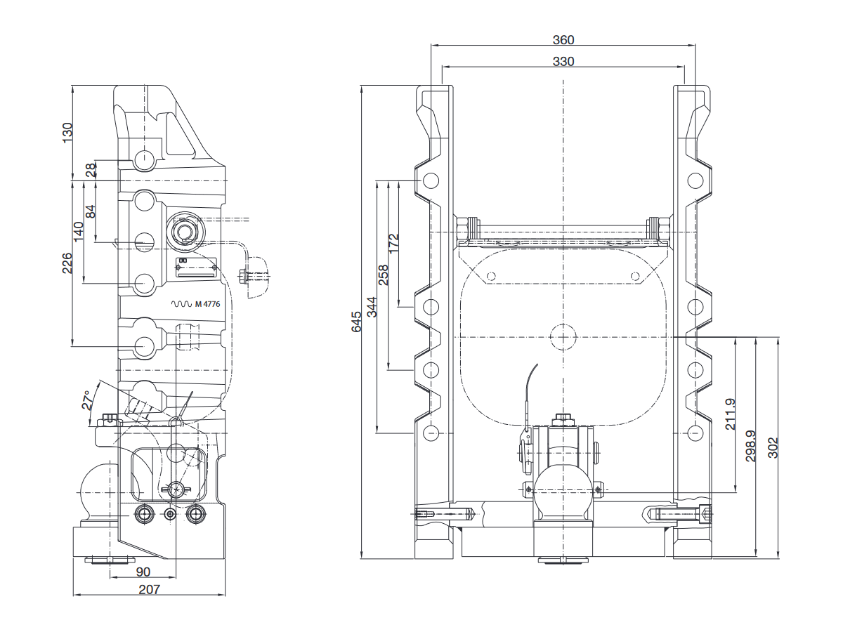 Cadre d'attelage Type 703979 version D - avec attelage à boule inégré