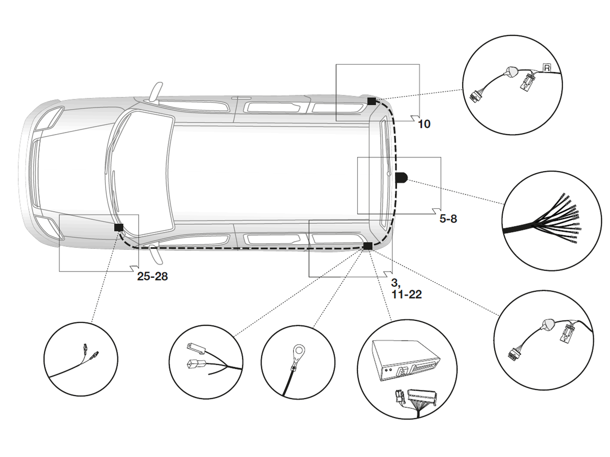 jeu électrique 13 pol - pour différentes modèles FIAT