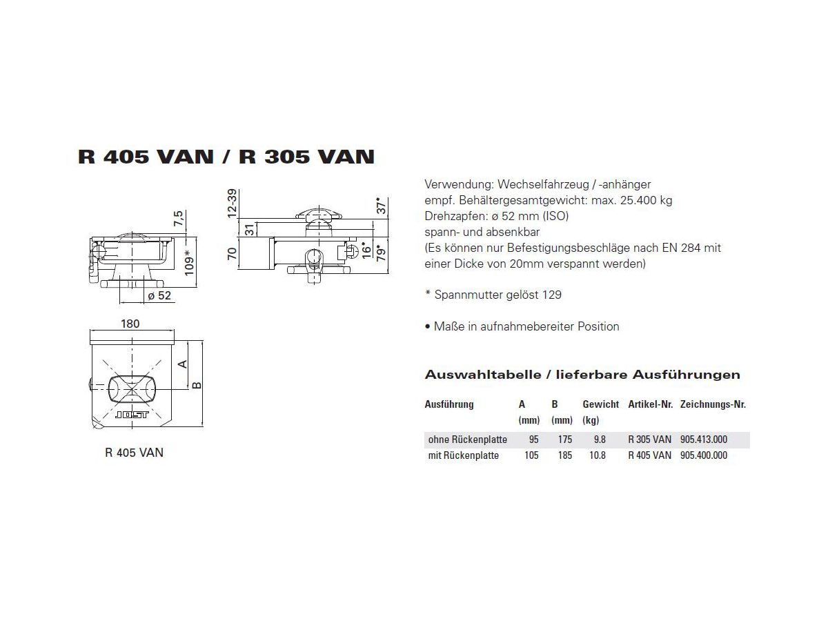 Verriegelung absenkbar - 905.400.000