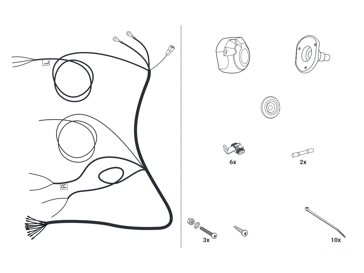 jeu eléctrique universel 13 pol - avec éteignement des phares brouillard
