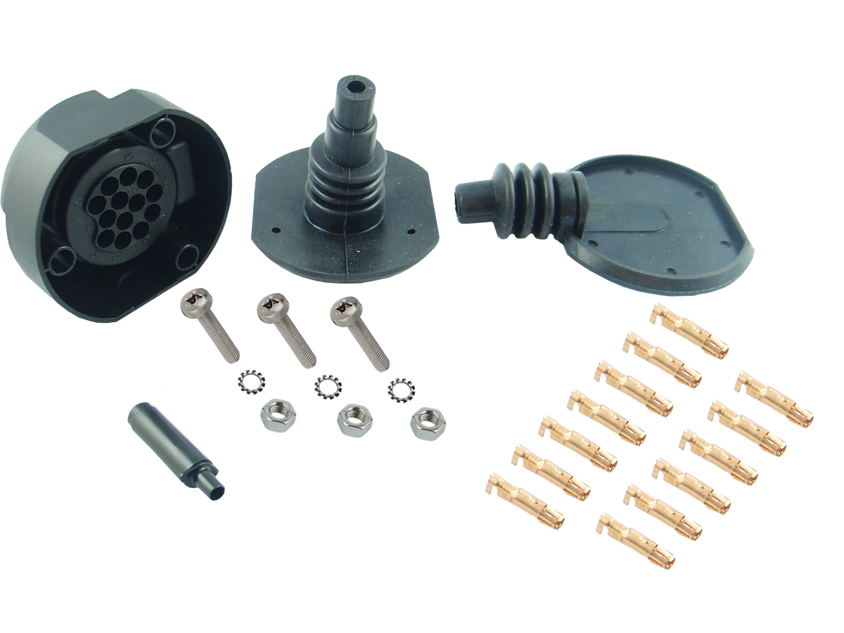 Anhängersteckdose Reparaturset, 13 Pol - 12V, ISO 11446, Crimpanschluss