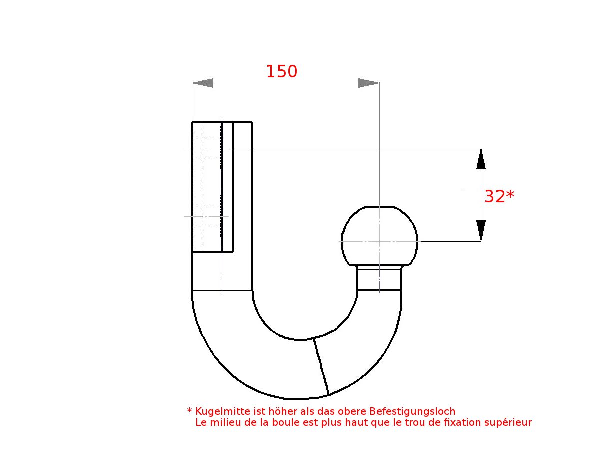 boule fixe (83x56), hauteur -32mm - valeur-D 17,2kN, charge d'appui 150kg