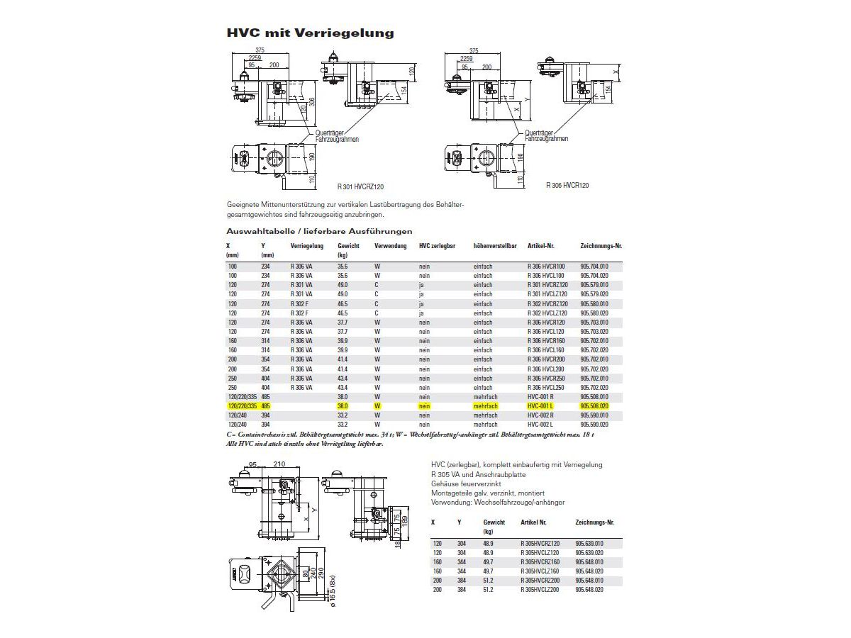 Höhenverstellung links, 120/220/335