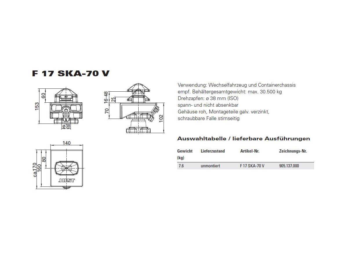 Verrouillage fixe - Zeichnungs Nr. 905.137.000