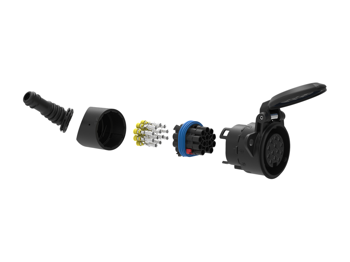 Prise universelle encastrée 13 pôles - Imperméable à l'eau (IPX7 / IPX9K)