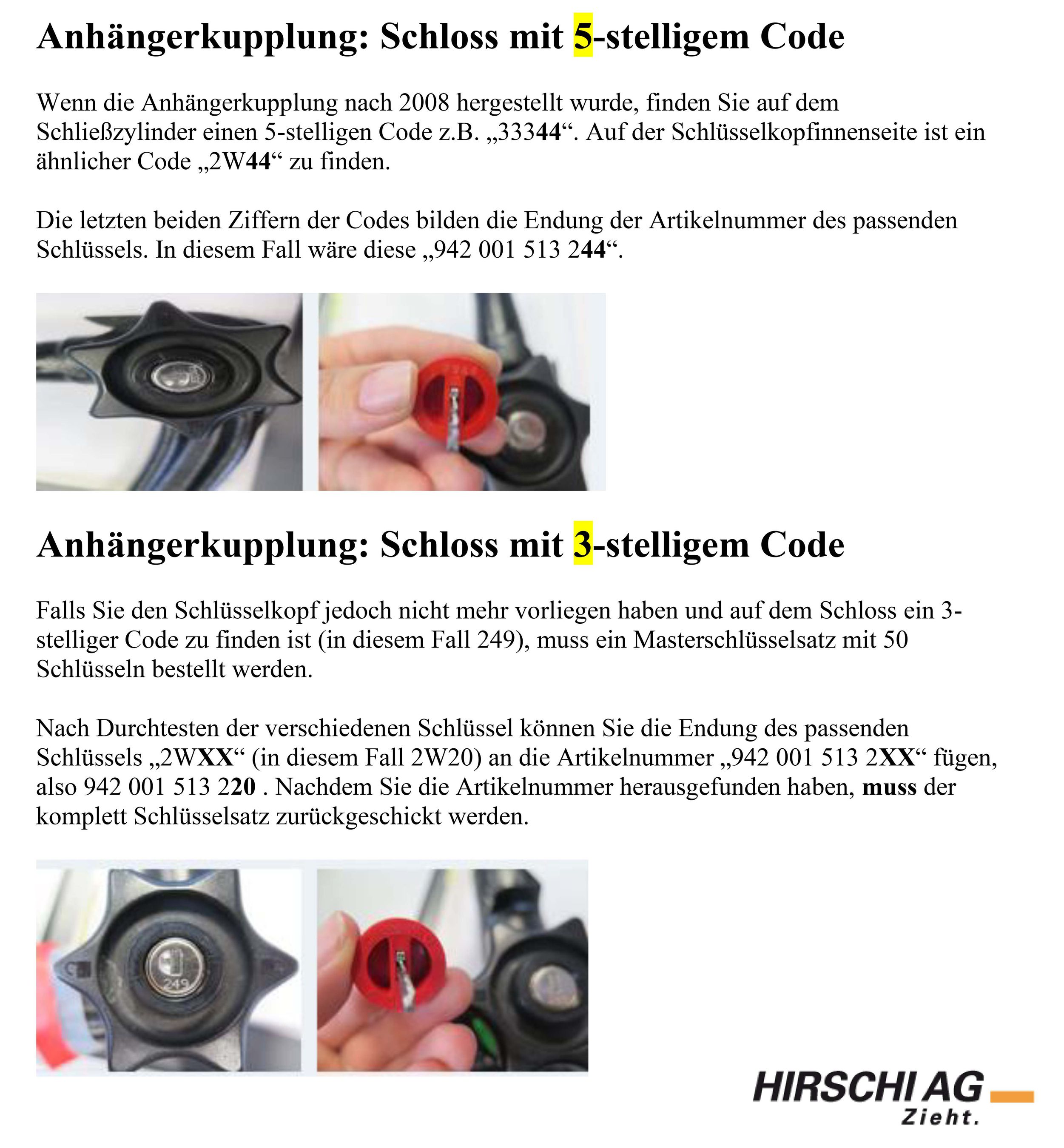 Anhängerkupplung Ersatzteile Ersatzschlüssel / Schlösser Schloss für  MVG-Anhängerkupplungen
