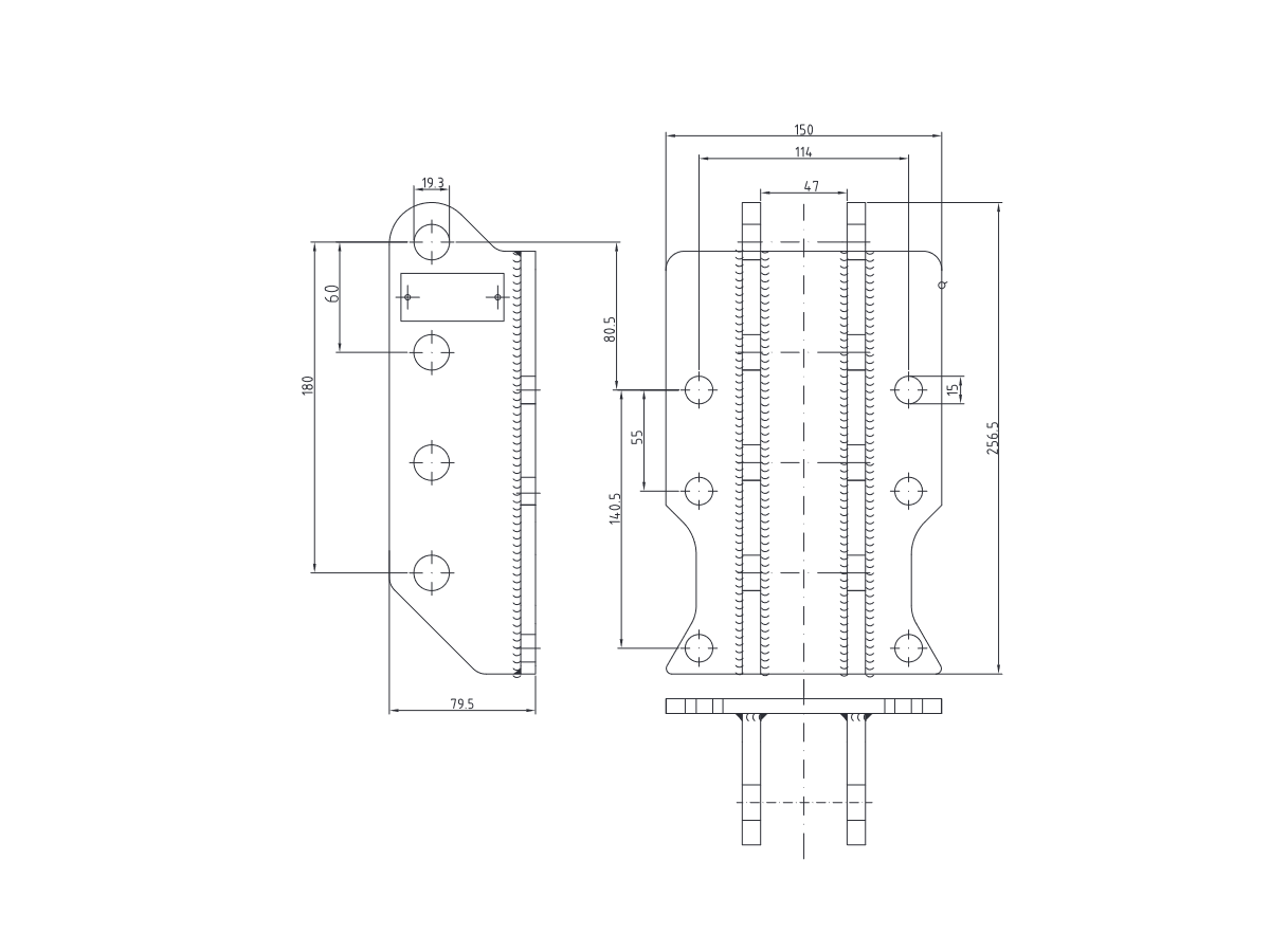 Anhängebock absteckbar B 45mm - D-Wert 25kN, Stützlast 0,8t