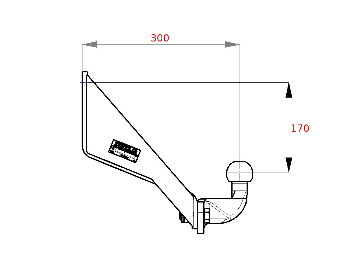 ANHÄNGEVORRICHTUNG (83x56) - D-Wert 17,2kN,Stützlast 100kg,Höhe 170mm