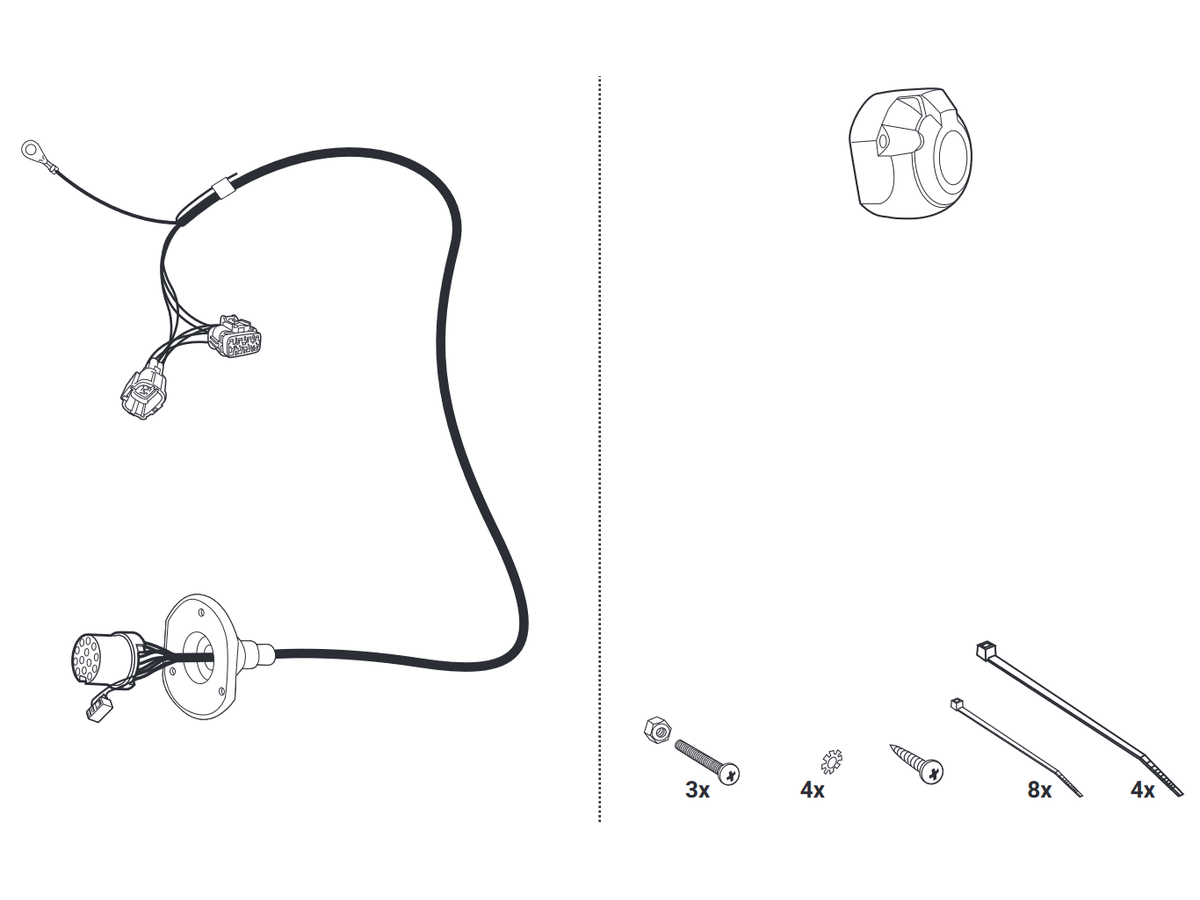 jeu électrique 13 pol - Nissan Navara, 04.10-12.15