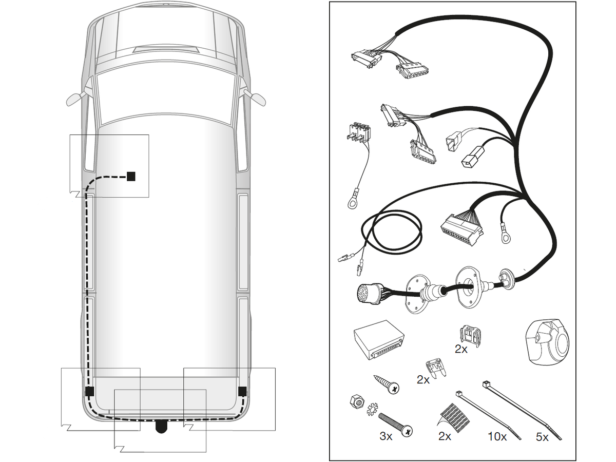 jeu électrique 13 pol - Mercedes Viano (W639), 07.03-09.10